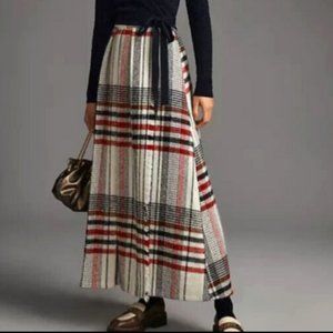 Mare Mare x Anthropologie L NWT Tartan Plaid Blanket Maxi Skirt Kilt Large